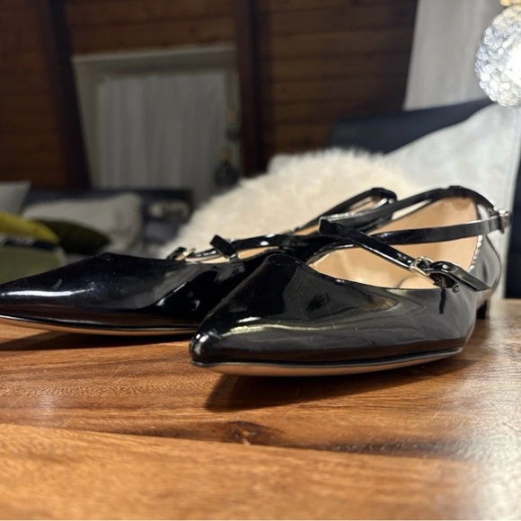Nine West Anastasia Black Patent Leather Mary Jane Ballet Flat Pointy US Sz 10 - Picture 9 of 16